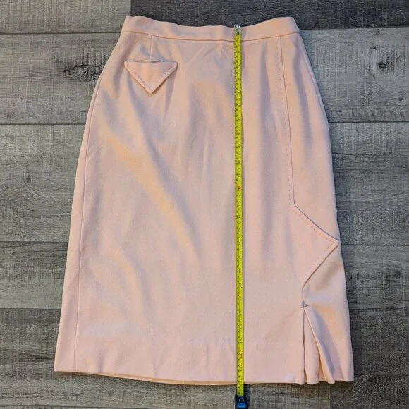 Vintage pink wool pencil skirt - Picture 3 of 5